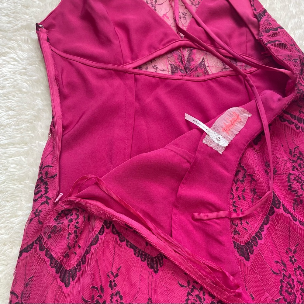 Free People Nothing like this black raspberry lace overlay open back mini dress - Picture 8 of 10